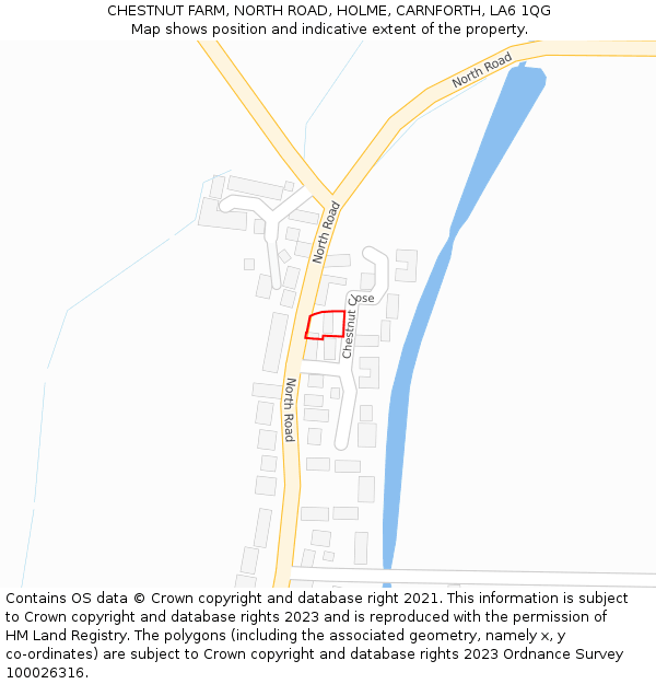 CHESTNUT FARM, NORTH ROAD, HOLME, CARNFORTH, LA6 1QG: Location map and indicative extent of plot