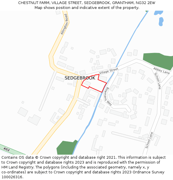 CHESTNUT FARM, VILLAGE STREET, SEDGEBROOK, GRANTHAM, NG32 2EW: Location map and indicative extent of plot