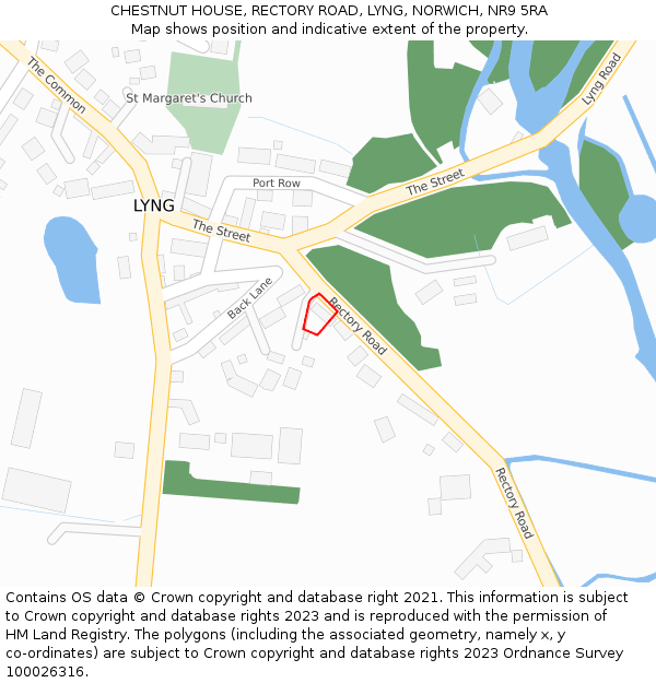 CHESTNUT HOUSE, RECTORY ROAD, LYNG, NORWICH, NR9 5RA: Location map and indicative extent of plot