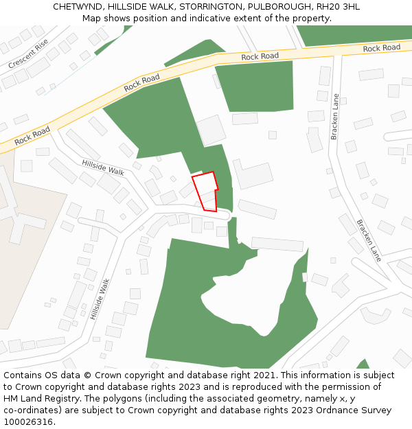 CHETWYND, HILLSIDE WALK, STORRINGTON, PULBOROUGH, RH20 3HL: Location map and indicative extent of plot