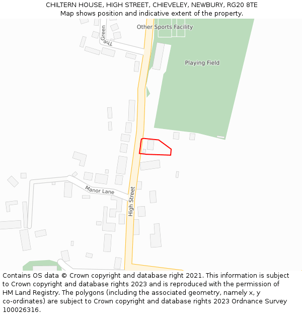 CHILTERN HOUSE, HIGH STREET, CHIEVELEY, NEWBURY, RG20 8TE: Location map and indicative extent of plot