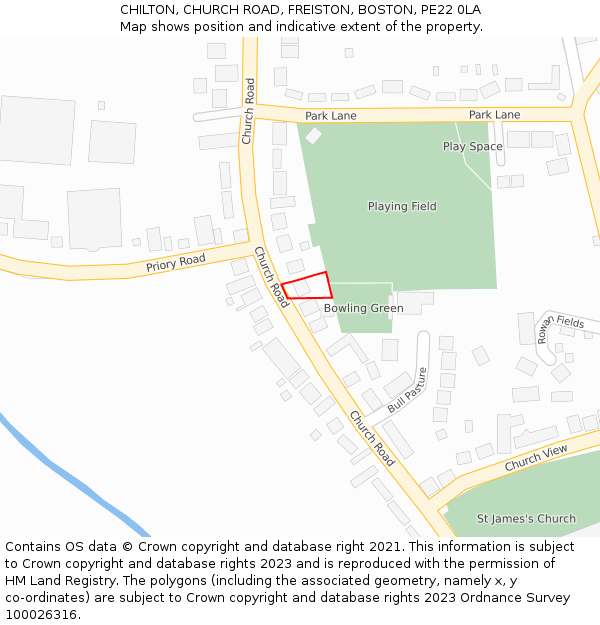 CHILTON, CHURCH ROAD, FREISTON, BOSTON, PE22 0LA: Location map and indicative extent of plot