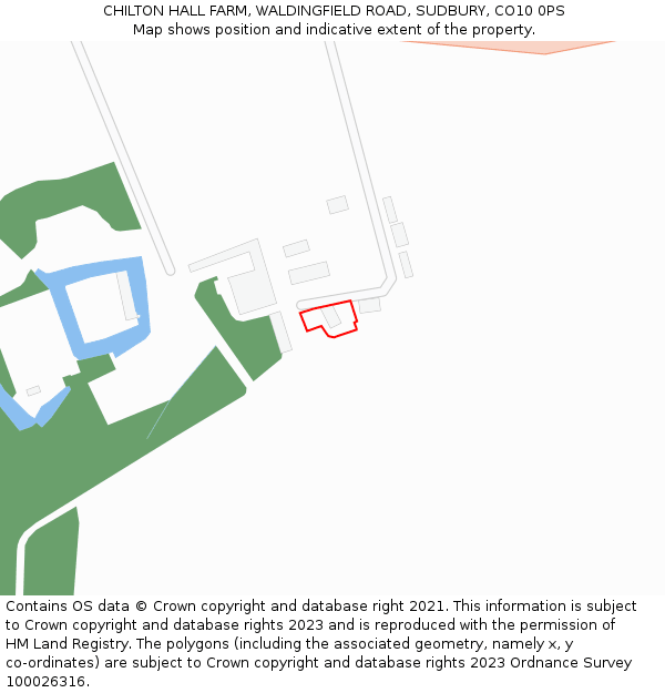 CHILTON HALL FARM, WALDINGFIELD ROAD, SUDBURY, CO10 0PS: Location map and indicative extent of plot