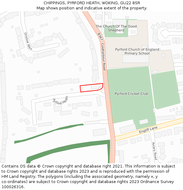 CHIPPINGS, PYRFORD HEATH, WOKING, GU22 8SR: Location map and indicative extent of plot