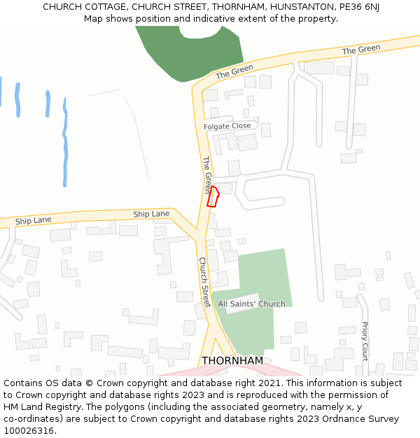 CHURCH COTTAGE, CHURCH STREET, THORNHAM, HUNSTANTON, PE36 6NJ: Location map and indicative extent of plot