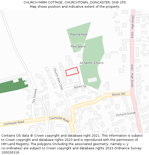 CHURCH FARM COTTAGE, CHURCHTOWN, DONCASTER, DN9 1PS: Location map and indicative extent of plot