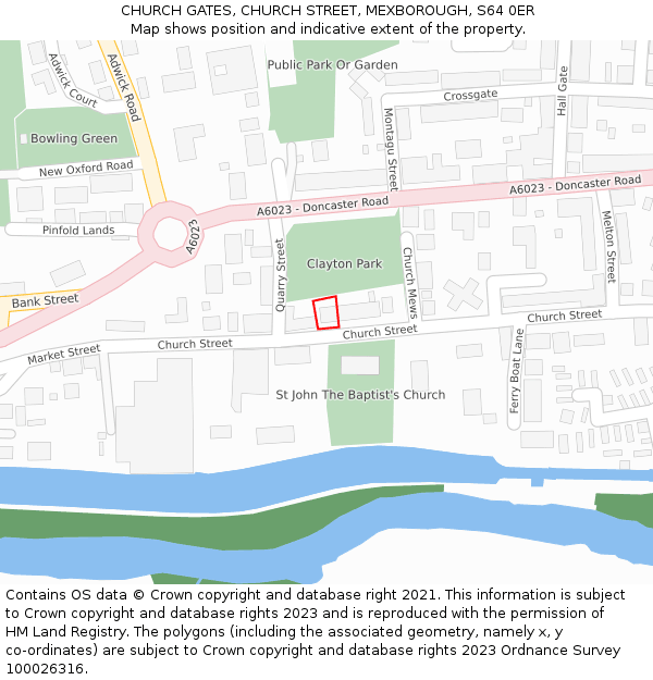CHURCH GATES, CHURCH STREET, MEXBOROUGH, S64 0ER: Location map and indicative extent of plot