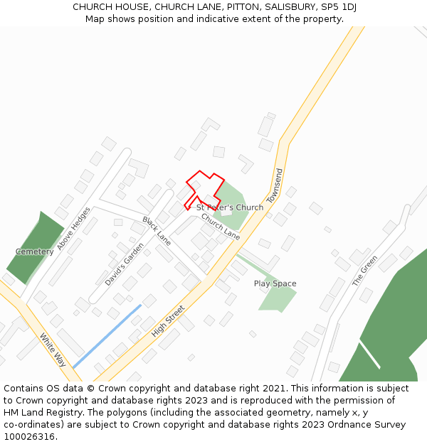 CHURCH HOUSE, CHURCH LANE, PITTON, SALISBURY, SP5 1DJ: Location map and indicative extent of plot