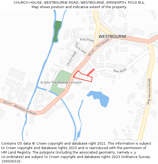 CHURCH HOUSE, WESTBOURNE ROAD, WESTBOURNE, EMSWORTH, PO10 8UL: Location map and indicative extent of plot