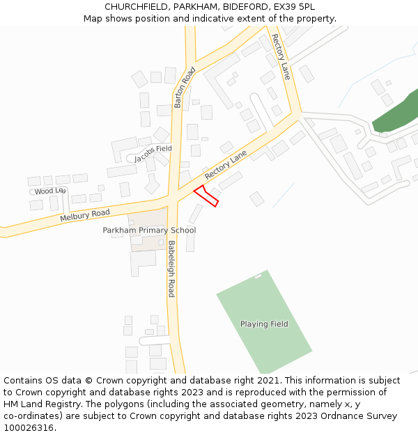 CHURCHFIELD, PARKHAM, BIDEFORD, EX39 5PL: Location map and indicative extent of plot
