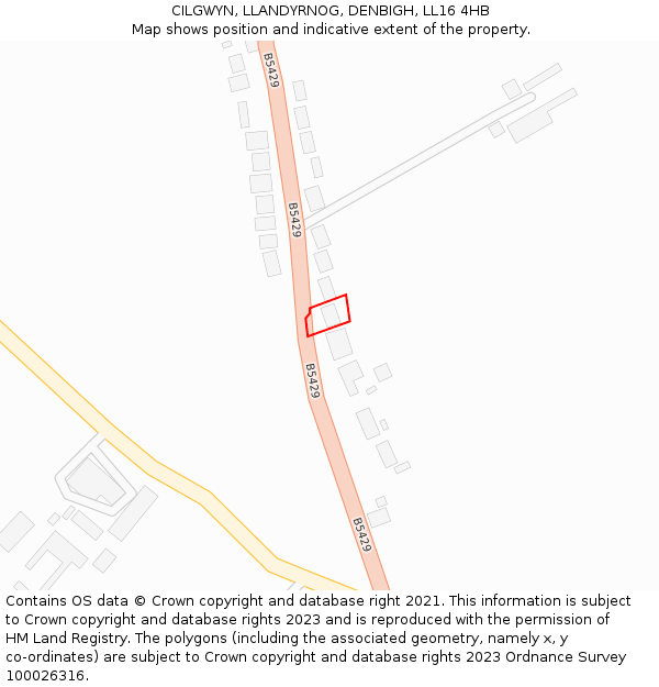 CILGWYN, LLANDYRNOG, DENBIGH, LL16 4HB: Location map and indicative extent of plot