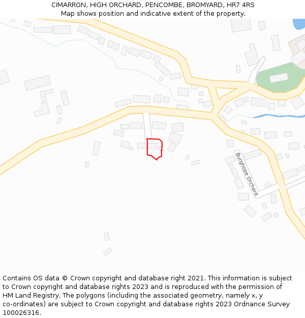 CIMARRON, HIGH ORCHARD, PENCOMBE, BROMYARD, HR7 4RS: Location map and indicative extent of plot