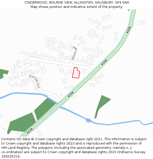 CINDERWOOD, BOURNE VIEW, ALLINGTON, SALISBURY, SP4 0AA: Location map and indicative extent of plot