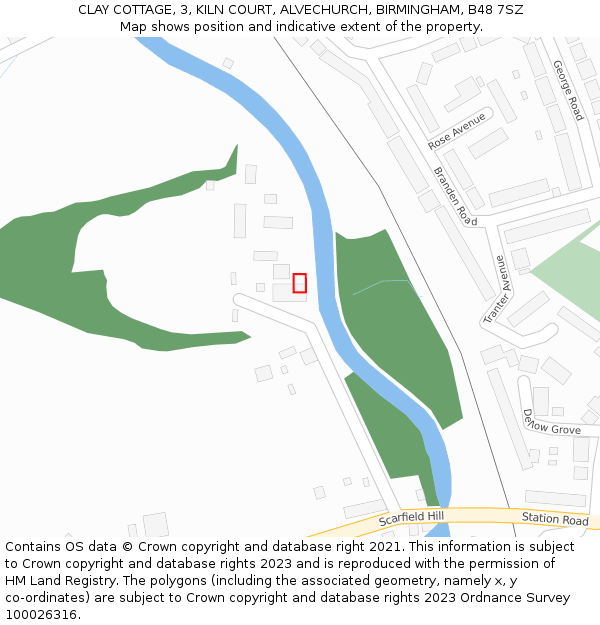 CLAY COTTAGE, 3, KILN COURT, ALVECHURCH, BIRMINGHAM, B48 7SZ: Location map and indicative extent of plot
