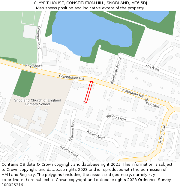 CLAYPIT HOUSE, CONSTITUTION HILL, SNODLAND, ME6 5DJ: Location map and indicative extent of plot