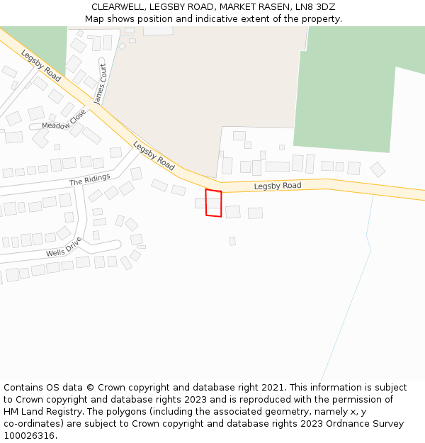 CLEARWELL, LEGSBY ROAD, MARKET RASEN, LN8 3DZ: Location map and indicative extent of plot