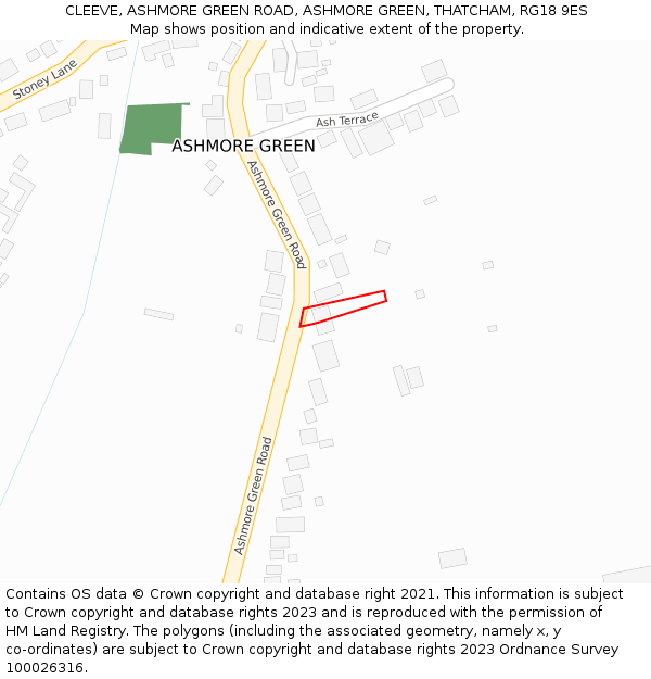 CLEEVE, ASHMORE GREEN ROAD, ASHMORE GREEN, THATCHAM, RG18 9ES: Location map and indicative extent of plot