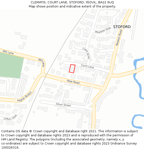 CLEMATIS, COURT LANE, STOFORD, YEOVIL, BA22 9UQ: Location map and indicative extent of plot