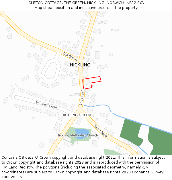 CLIFTON COTTAGE, THE GREEN, HICKLING, NORWICH, NR12 0YA: Location map and indicative extent of plot