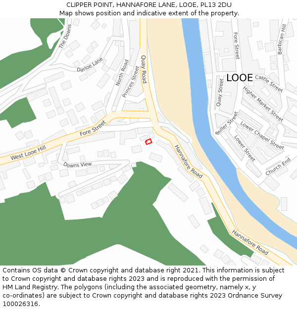 CLIPPER POINT, HANNAFORE LANE, LOOE, PL13 2DU: Location map and indicative extent of plot