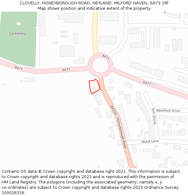 CLOVELLY, HONEYBOROUGH ROAD, NEYLAND, MILFORD HAVEN, SA73 1RF: Location map and indicative extent of plot