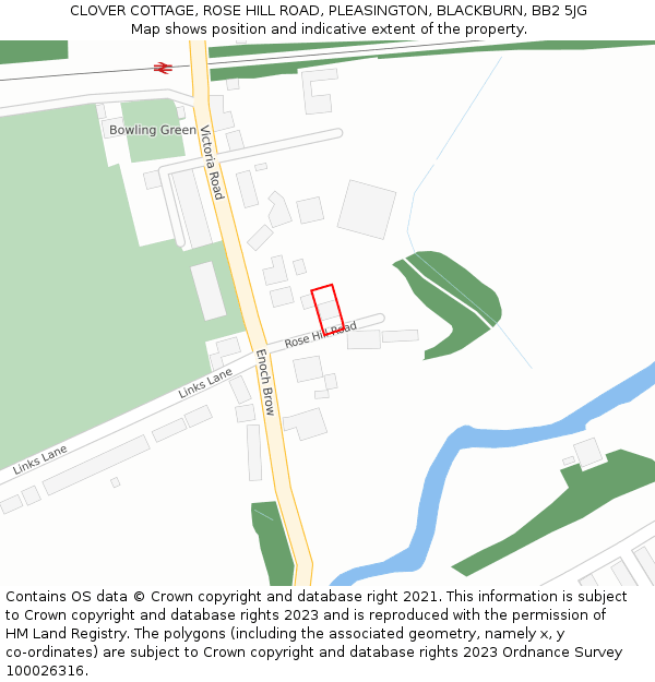 CLOVER COTTAGE, ROSE HILL ROAD, PLEASINGTON, BLACKBURN, BB2 5JG: Location map and indicative extent of plot