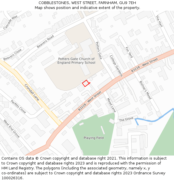 COBBLESTONES, WEST STREET, FARNHAM, GU9 7EH: Location map and indicative extent of plot