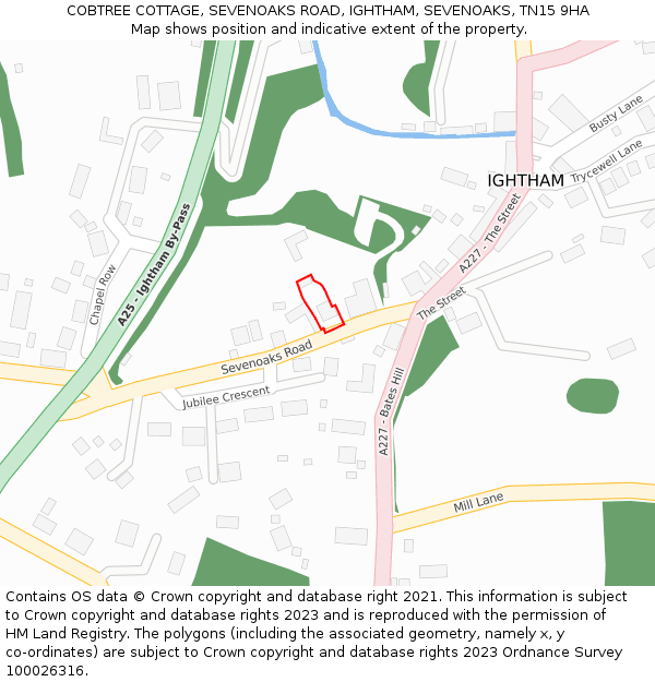 COBTREE COTTAGE, SEVENOAKS ROAD, IGHTHAM, SEVENOAKS, TN15 9HA: Location map and indicative extent of plot