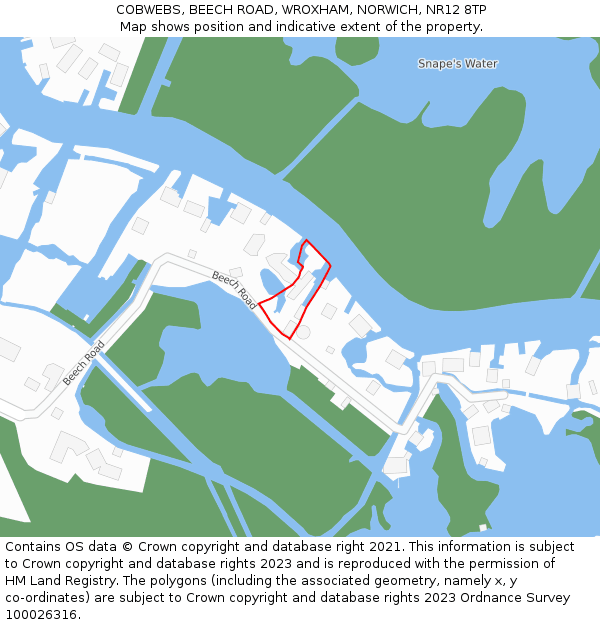 COBWEBS, BEECH ROAD, WROXHAM, NORWICH, NR12 8TP: Location map and indicative extent of plot
