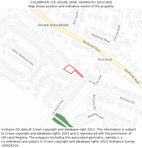 COLEBROOK, ICE HOUSE LANE, SIDMOUTH, EX10 9DS: Location map and indicative extent of plot