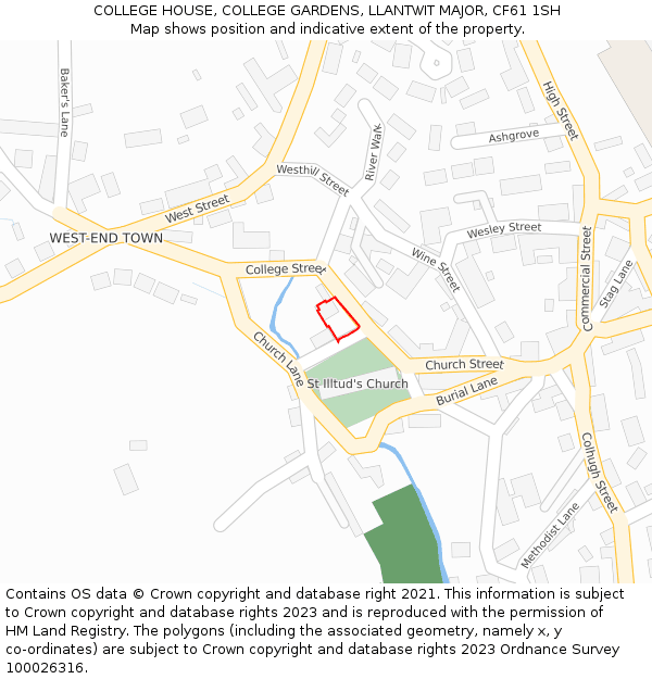 COLLEGE HOUSE, COLLEGE GARDENS, LLANTWIT MAJOR, CF61 1SH: Location map and indicative extent of plot
