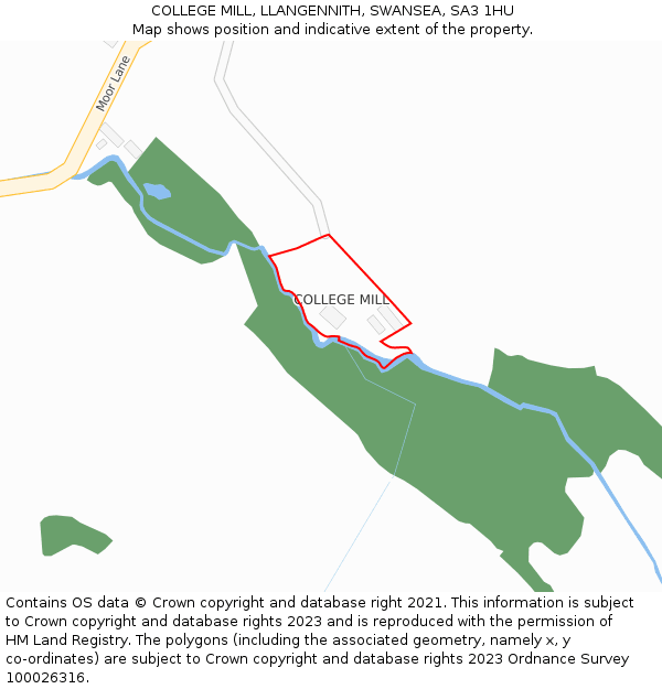 COLLEGE MILL, LLANGENNITH, SWANSEA, SA3 1HU: Location map and indicative extent of plot