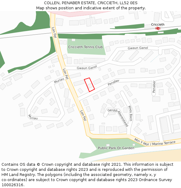 COLLEN, PENABER ESTATE, CRICCIETH, LL52 0ES: Location map and indicative extent of plot