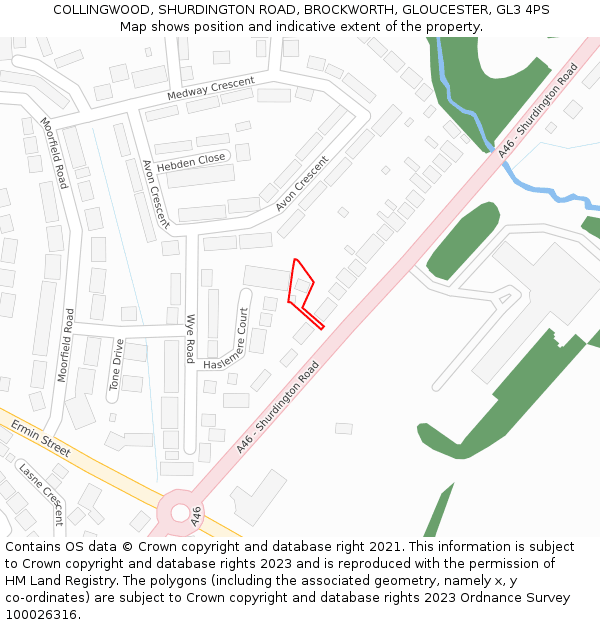 COLLINGWOOD, SHURDINGTON ROAD, BROCKWORTH, GLOUCESTER, GL3 4PS: Location map and indicative extent of plot