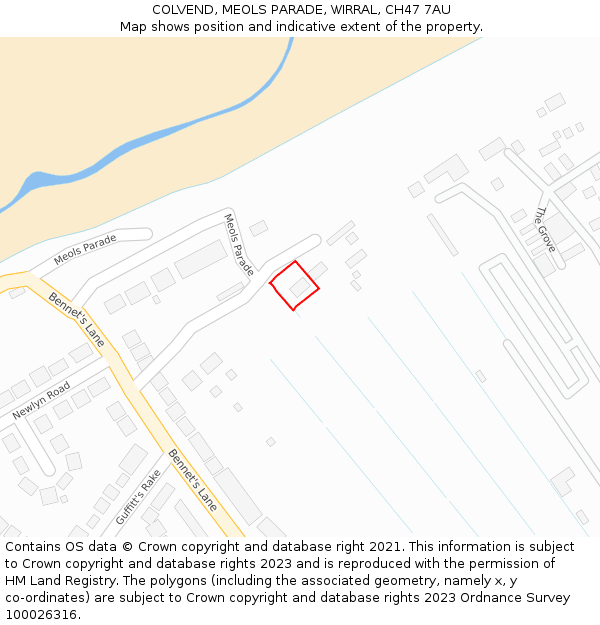 COLVEND, MEOLS PARADE, WIRRAL, CH47 7AU: Location map and indicative extent of plot