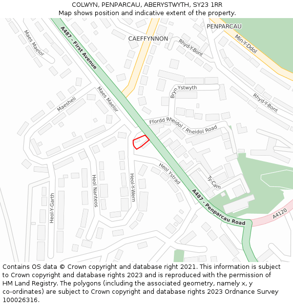 COLWYN, PENPARCAU, ABERYSTWYTH, SY23 1RR: Location map and indicative extent of plot