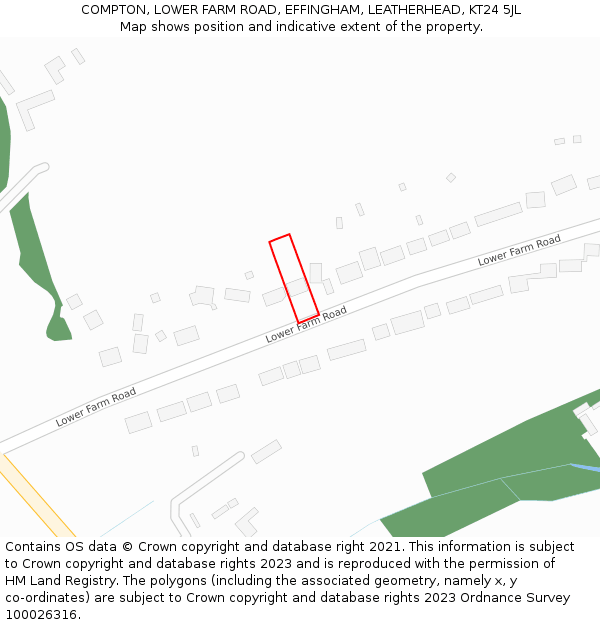 COMPTON, LOWER FARM ROAD, EFFINGHAM, LEATHERHEAD, KT24 5JL: Location map and indicative extent of plot