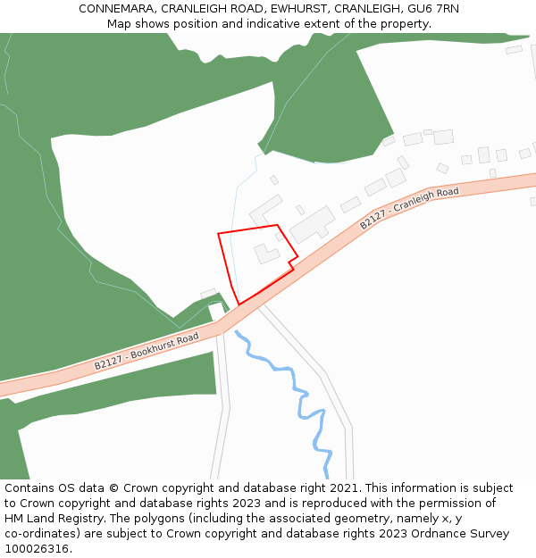 CONNEMARA, CRANLEIGH ROAD, EWHURST, CRANLEIGH, GU6 7RN: Location map and indicative extent of plot