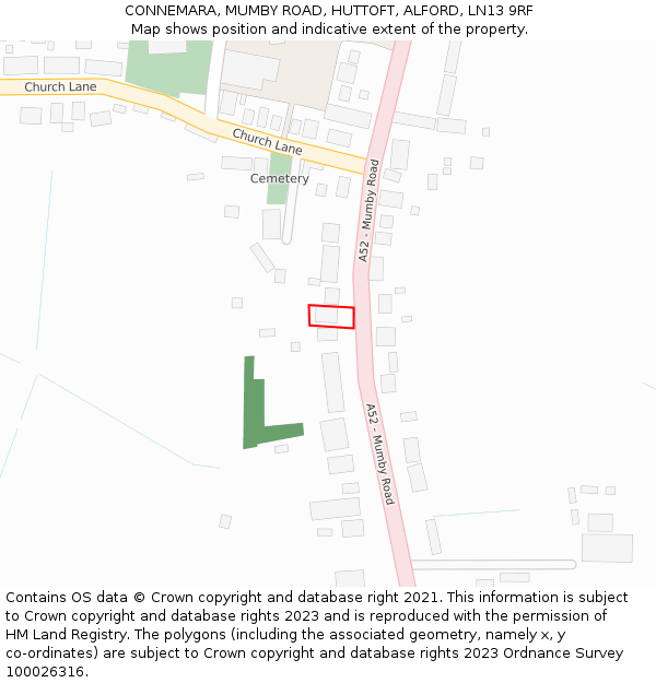 CONNEMARA, MUMBY ROAD, HUTTOFT, ALFORD, LN13 9RF: Location map and indicative extent of plot