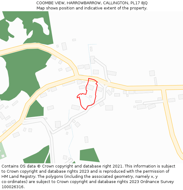 COOMBE VIEW, HARROWBARROW, CALLINGTON, PL17 8JQ: Location map and indicative extent of plot