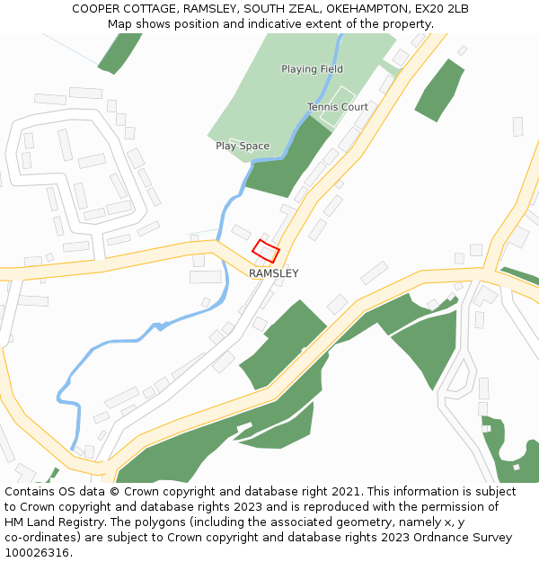 COOPER COTTAGE, RAMSLEY, SOUTH ZEAL, OKEHAMPTON, EX20 2LB: Location map and indicative extent of plot