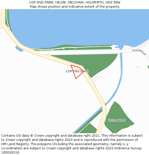 COP END FARM, HELME, MELTHAM, HOLMFIRTH, HD9 5RW: Location map and indicative extent of plot