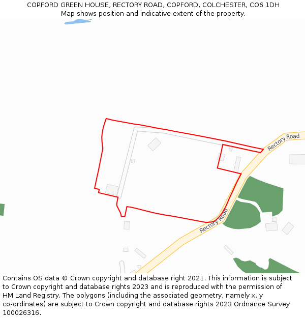 COPFORD GREEN HOUSE, RECTORY ROAD, COPFORD, COLCHESTER, CO6 1DH: Location map and indicative extent of plot