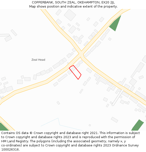 COPPERBANK, SOUTH ZEAL, OKEHAMPTON, EX20 2JL: Location map and indicative extent of plot
