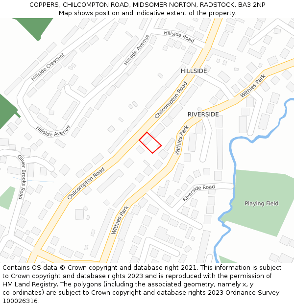 COPPERS, CHILCOMPTON ROAD, MIDSOMER NORTON, RADSTOCK, BA3 2NP: Location map and indicative extent of plot