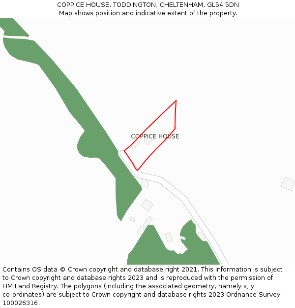 COPPICE HOUSE, TODDINGTON, CHELTENHAM, GL54 5DN: Location map and indicative extent of plot