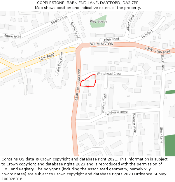 COPPLESTONE, BARN END LANE, DARTFORD, DA2 7PP: Location map and indicative extent of plot