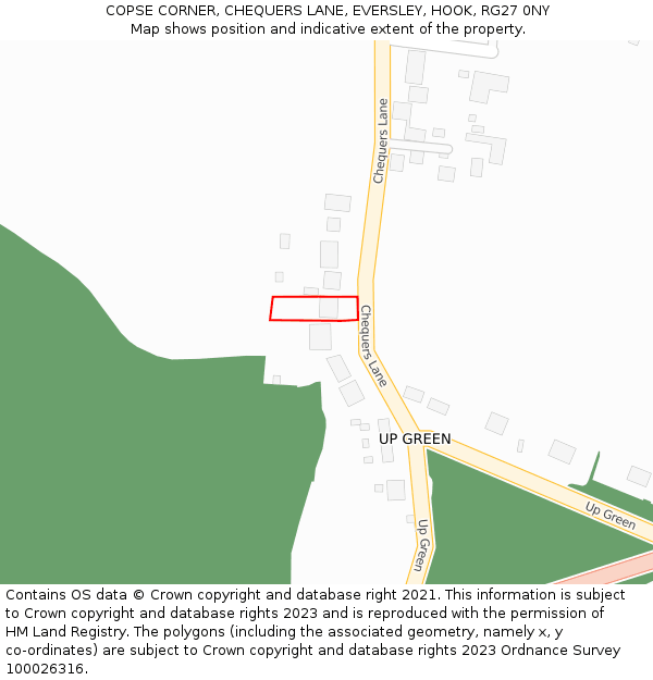COPSE CORNER, CHEQUERS LANE, EVERSLEY, HOOK, RG27 0NY: Location map and indicative extent of plot