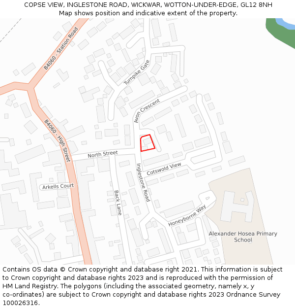 COPSE VIEW, INGLESTONE ROAD, WICKWAR, WOTTON-UNDER-EDGE, GL12 8NH: Location map and indicative extent of plot