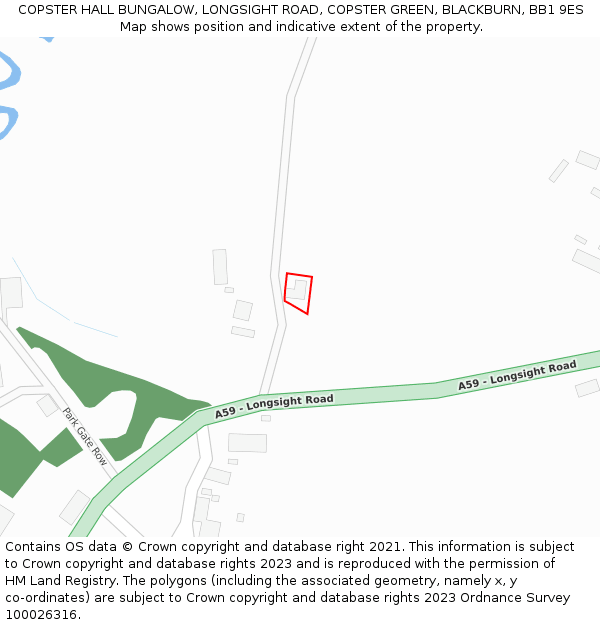 COPSTER HALL BUNGALOW, LONGSIGHT ROAD, COPSTER GREEN, BLACKBURN, BB1 9ES: Location map and indicative extent of plot